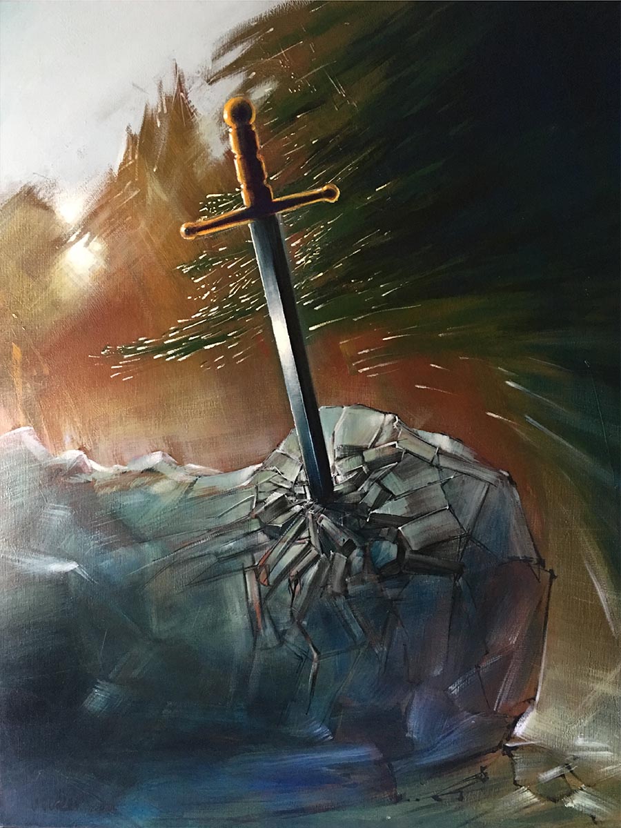 TABLEAU ÉNIGME Ce n'est le bon chemin que si la flèche vise le cœur - 146 cm x 114 cm - Acrylique sur toile de Michel BECKER
